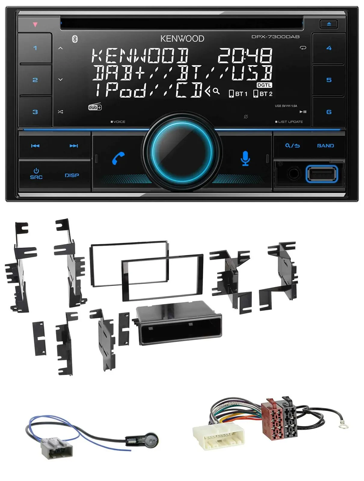 Kenwood CD 2DIN DAB USB MP3 Bluetooth Autoradio für Nissan Micra 13-17 schwarz g