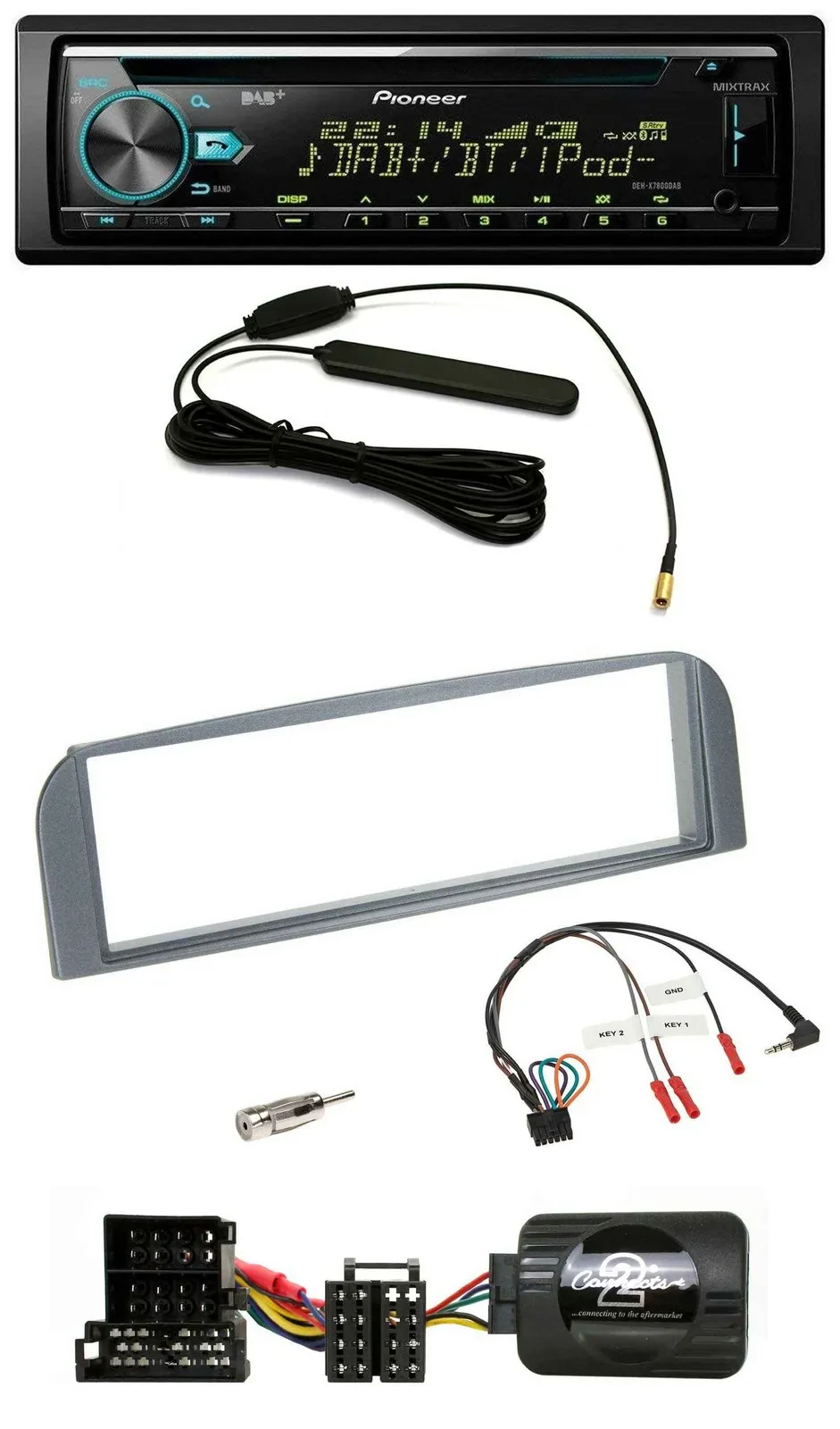 Автомагнитола Pioneer CD/MP3, DAB, USB, совместимая с кнопками на руле, для Alfa Romeo 147 и GT, антрацит