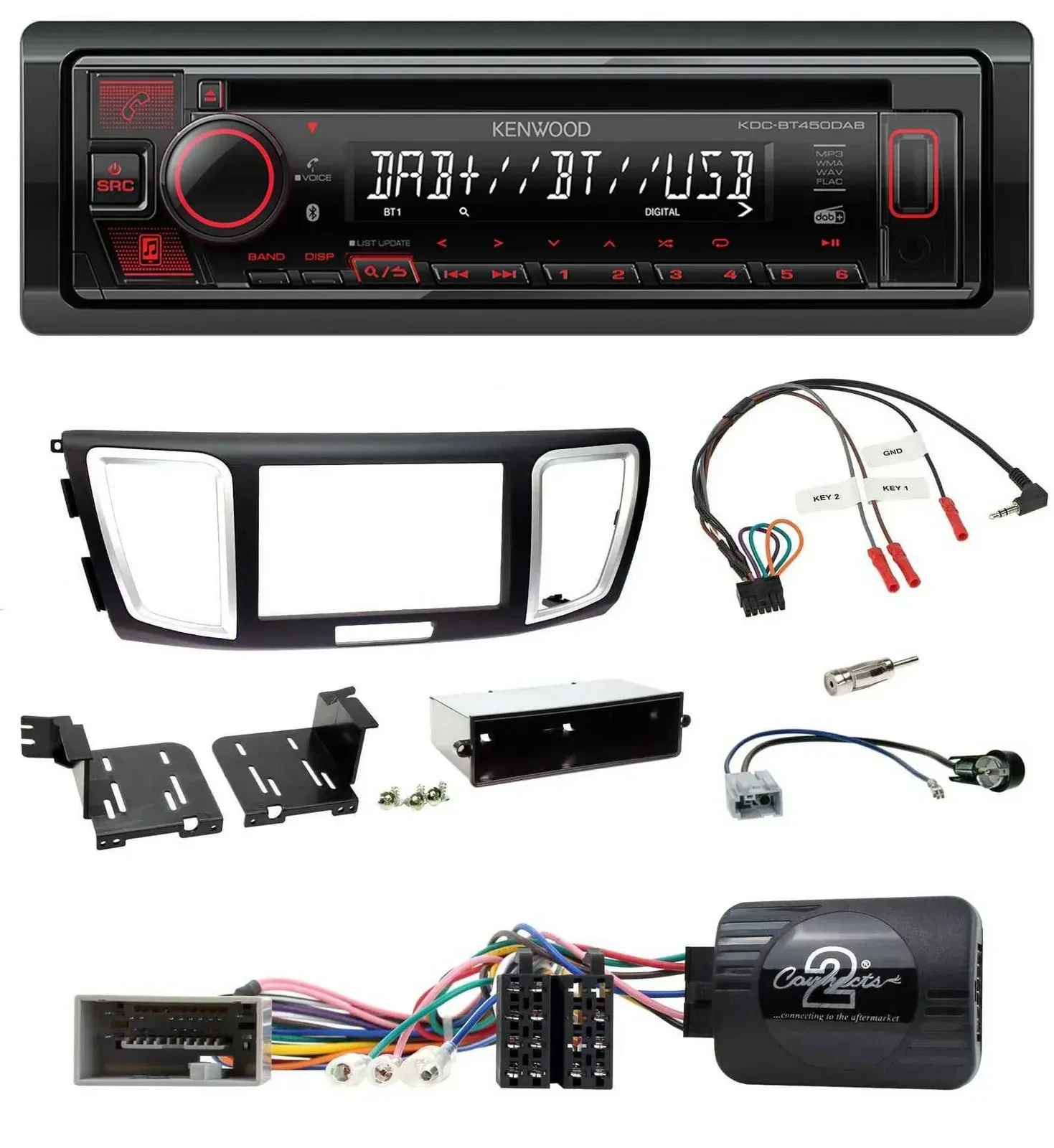 Автомагнитола для Honda Accord 2013–2015 Kenwood CD USB Bluetooth DAB, поддержка кнопок на руле