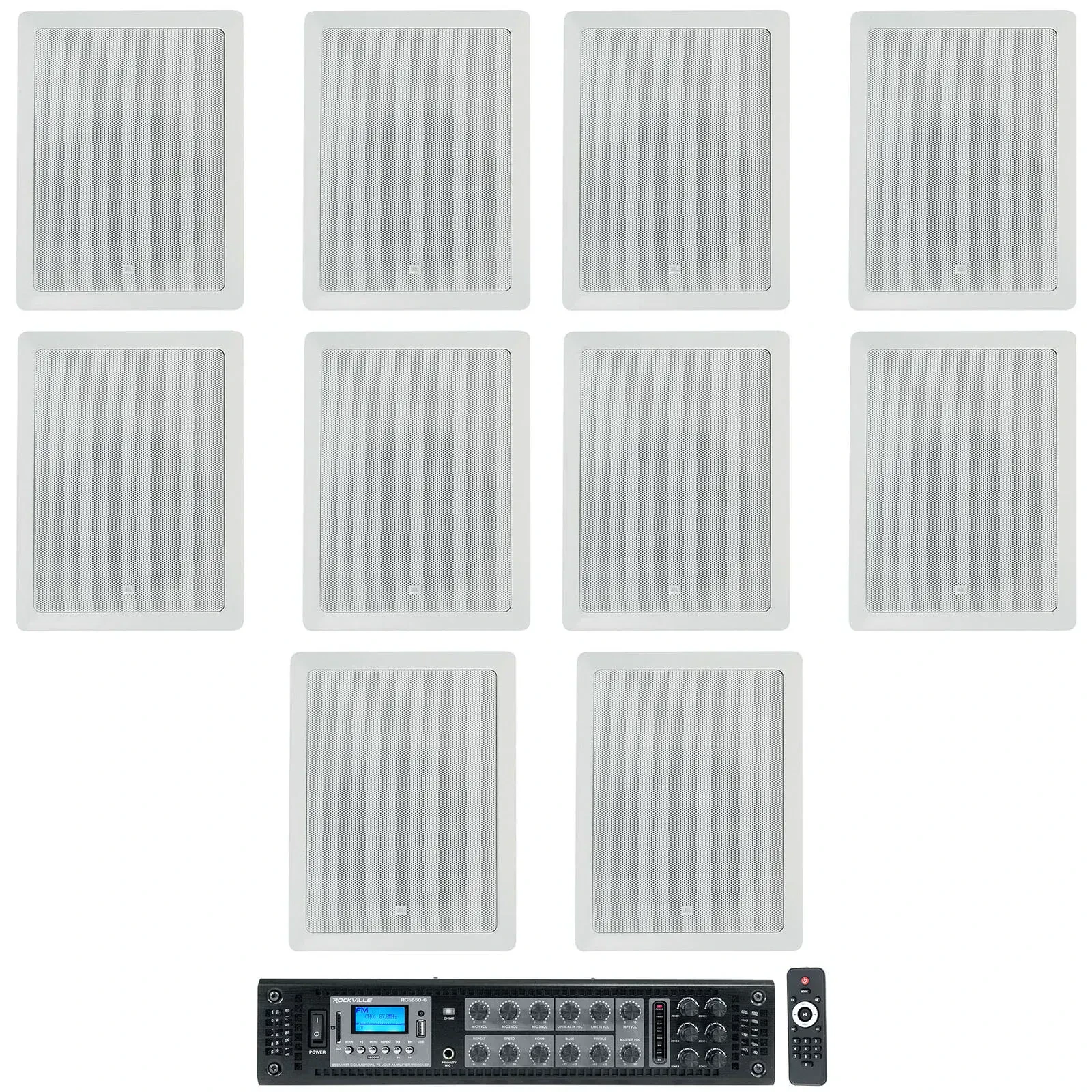 Настенная акустика Rockville RCS650-6+(5) CONTROL 128WT White с усилителем (10 штук)