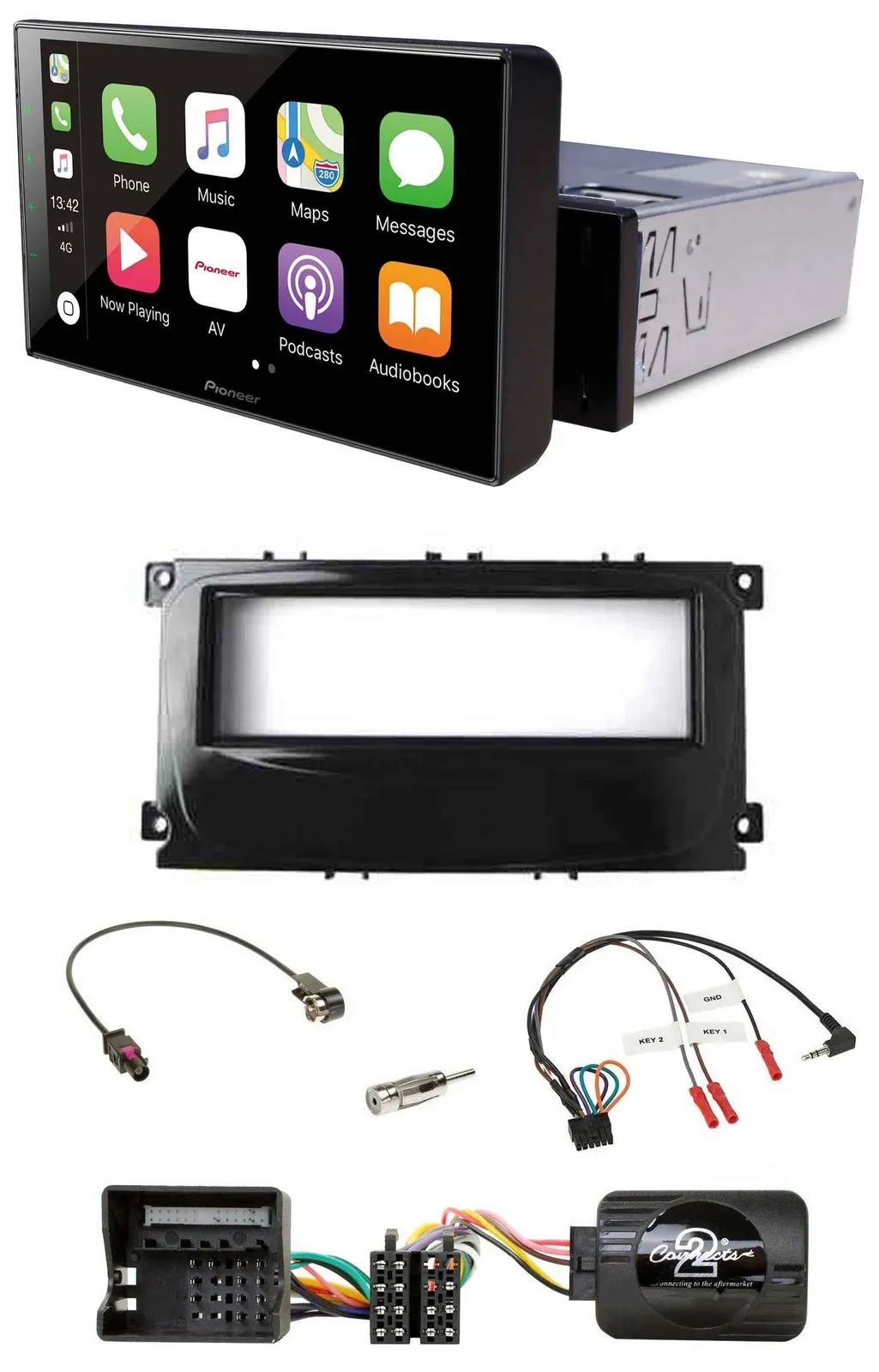 Pioneer Bluetooth Lenkrad DAB USB Autoradio für Ford Mondeo 2007-2014 S-Max pian