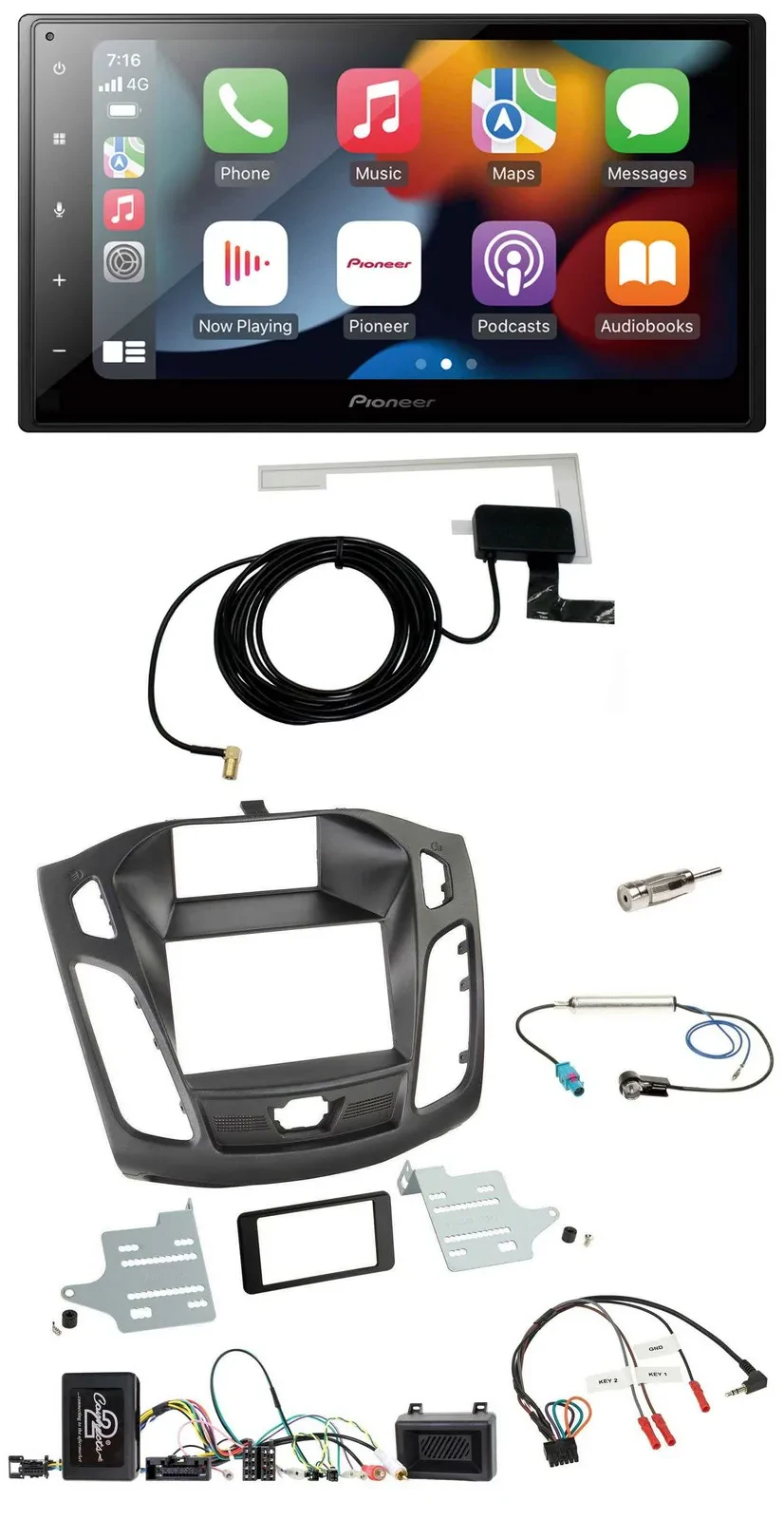 Pioneer Lenkrad USB Bluetooth DAB 2DIN Autoradio für Ford Focus 2011-2014