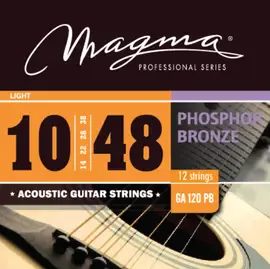 Струны для 12-струнной акустической гитары 10-48 Magma Strings GA120PB12