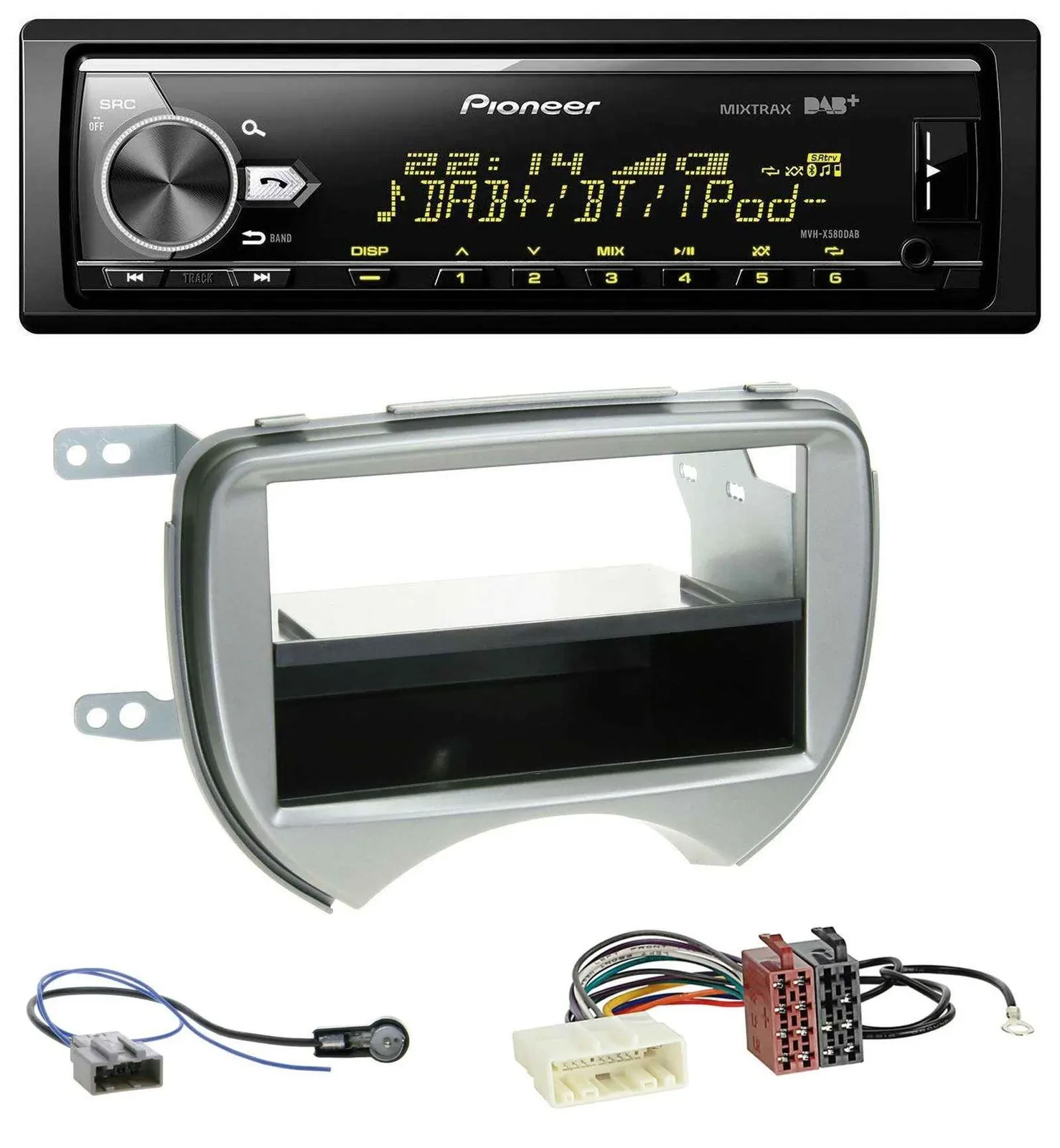Pioneer Bluetooth USB DAB MP3 Autoradio für Nissan Micra (10-13 K13) silber