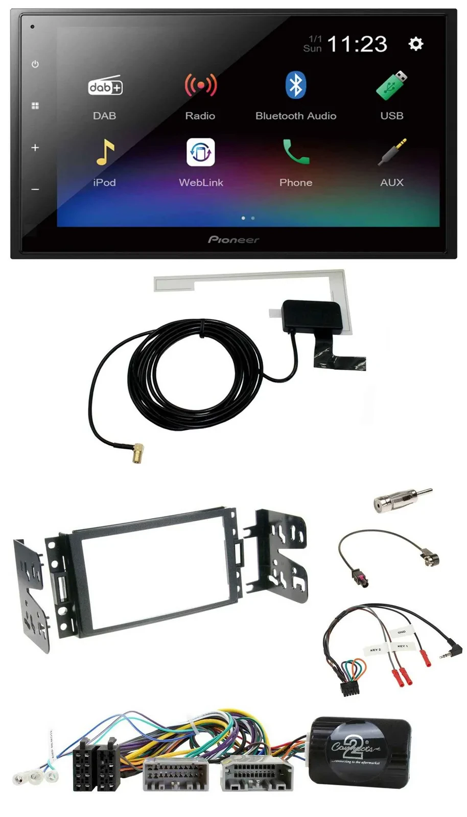 Pioneer DAB Lenkrad Bluetooth 2DIN USB Autoradio für Jeep Grand Cherokee 2011-20