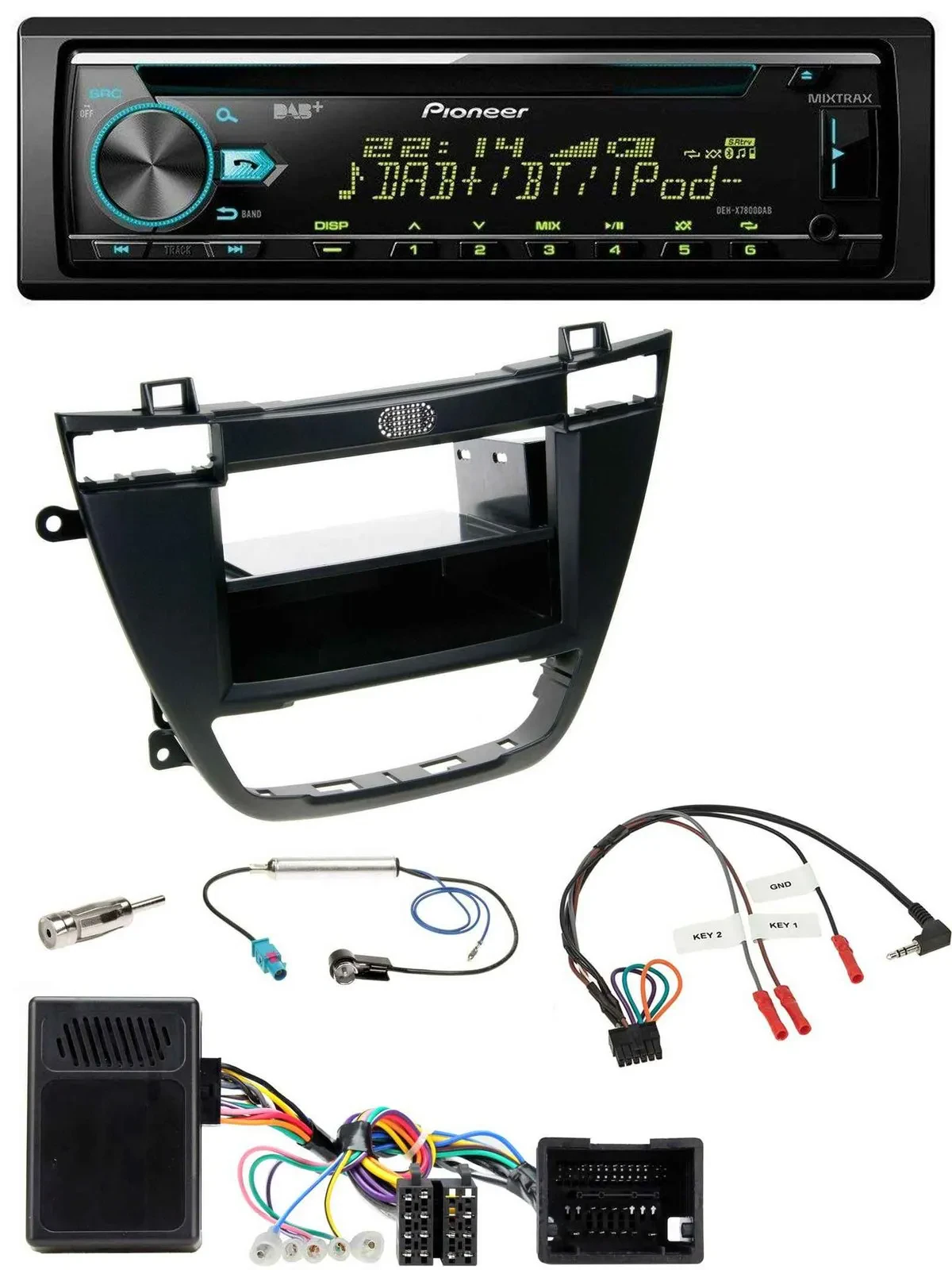 Автомагнитола Pioneer DAB, CD, USB, Bluetooth, для Opel Insignia (с 2008), совместима с кнопками на руле, черная