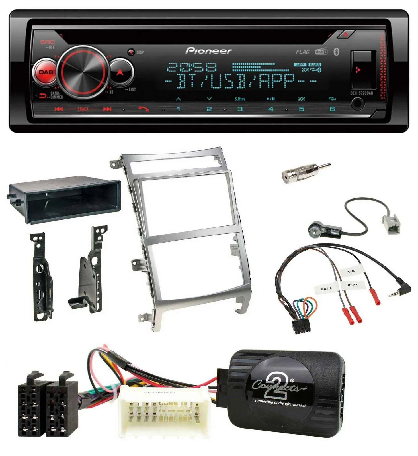 Pioneer Lenkrad DAB CD Bluetooth USB Autoradio für Hyundai IX55 2009-2012 silber