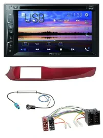 Автомагнитола для Alfa Romeo Giulietta 2010–2013 Pioneer 2DIN, Bluetooth, USB, DVD, DAB, MP3, красная, глянец