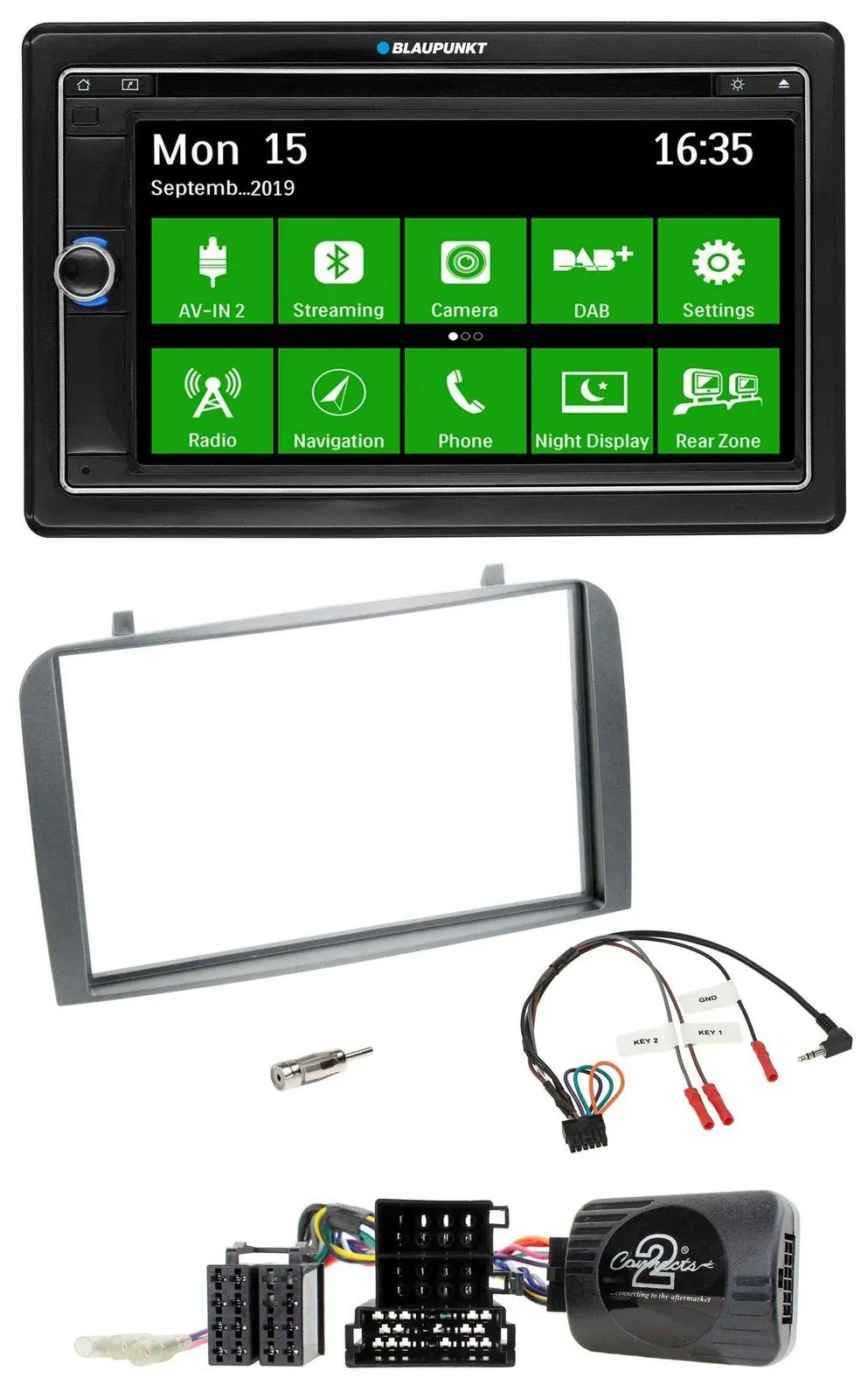 Blaupunkt Bluetooth 2DIN Lenkrad DAB USB TMC Navigation für Alfa Romeo GT 147 07