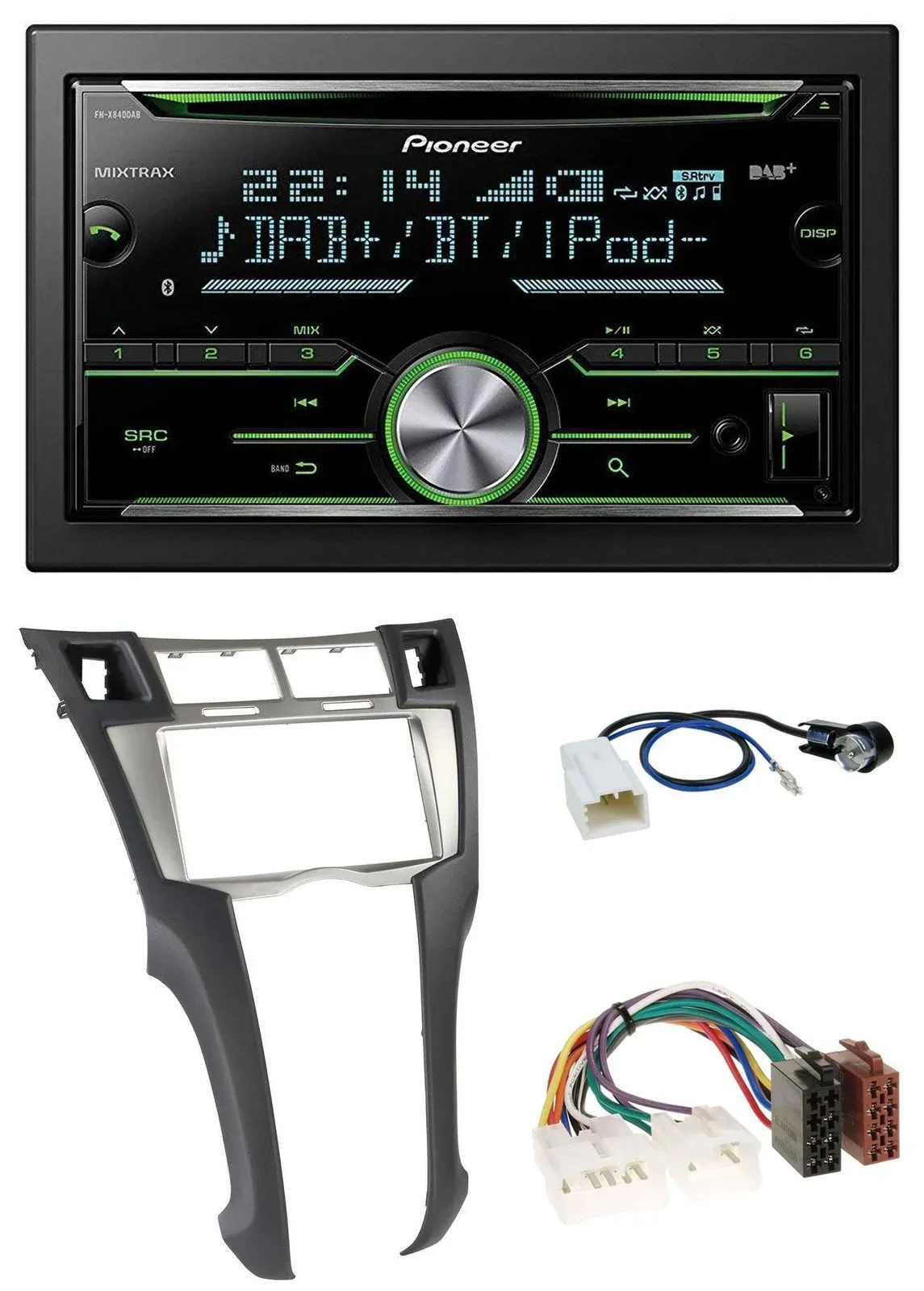 Автомагнитола Pioneer 2DIN, Bluetooth, DAB, USB, CD для Toyota Yaris (2007–2011)