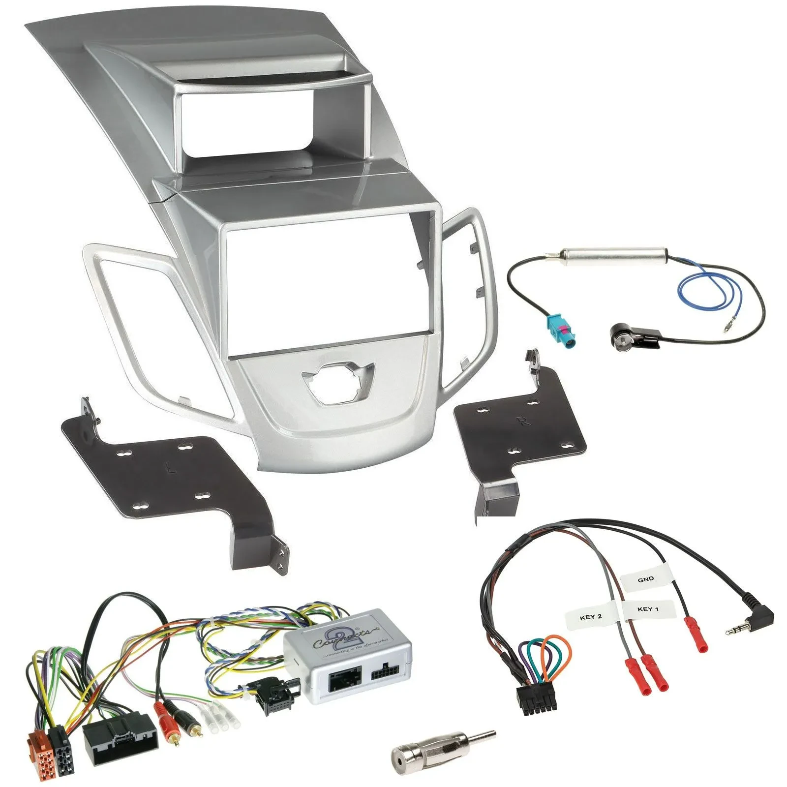 Einbauset Lenkradadapter Doppel DIN Autoradio für Ford Fiesta 2010-17 Display si