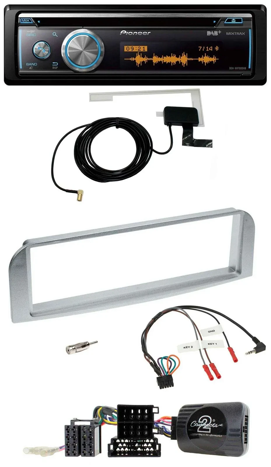 Pioneer Bluetooth DAB Lenkrad USB CD Autoradio für Alfa GT 147 2007-2010 silberg