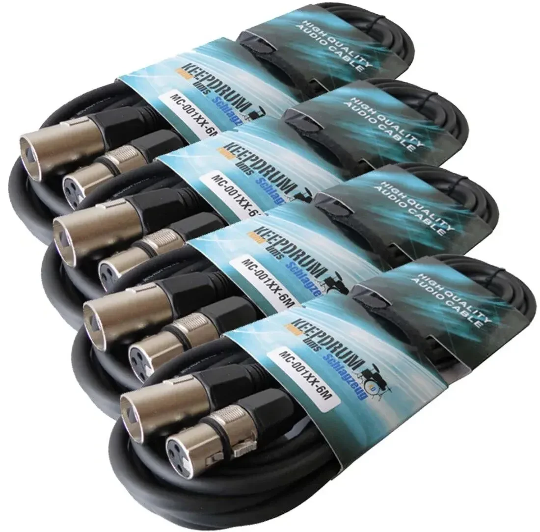 Микрофонный кабель keepdrum MC-001XX-6M Black 6 м (4 штуки)