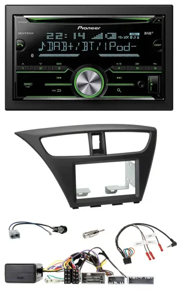 Pioneer Bluetooth Lenkrad DAB 2DIN USB CD Autoradio für Honda Civic ab 12 schwar