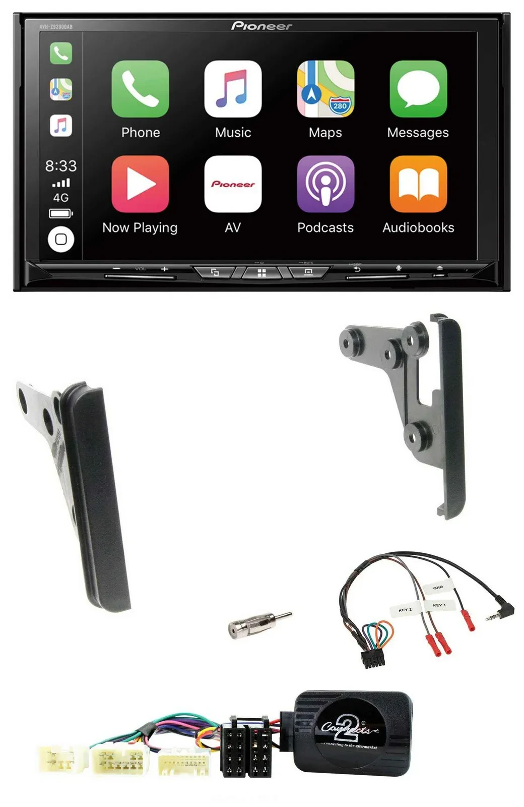 Автомагнитола Pioneer 2DIN USB DAB DVD Bluetooth для Toyota Yaris 2007–2010