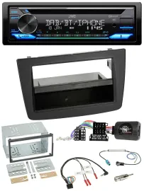 Автомагнитола для Alfa Romeo MiTo 2008–2014 JVC Bluetooth, USB, DAB, CD, черный