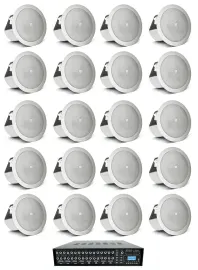 (20) JBL 3" Ceiling Speakers+4-Zone Matrix Amplifier Amp For Restaurant/Bar/Cafe