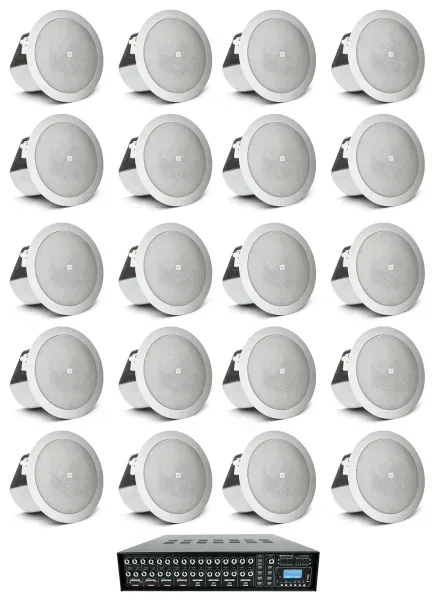 (20) JBL 3" Ceiling Speakers+4-Zone Matrix Amplifier Amp For Restaurant/Bar/Cafe