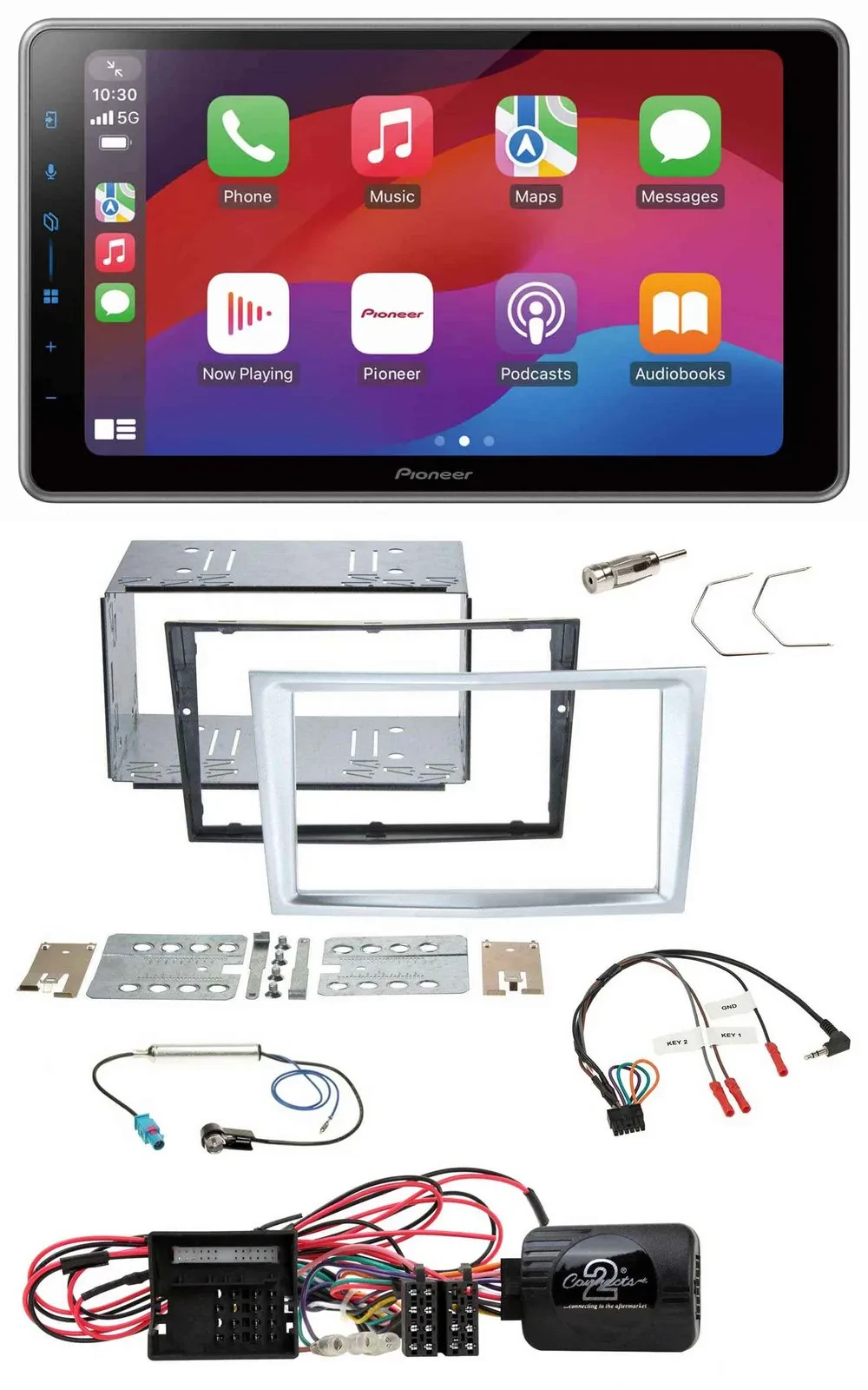 Pioneer Lenkrad USB DAB Bluetooth 2DIN Autoradio für Opel Corsa D matt-chrom 09-