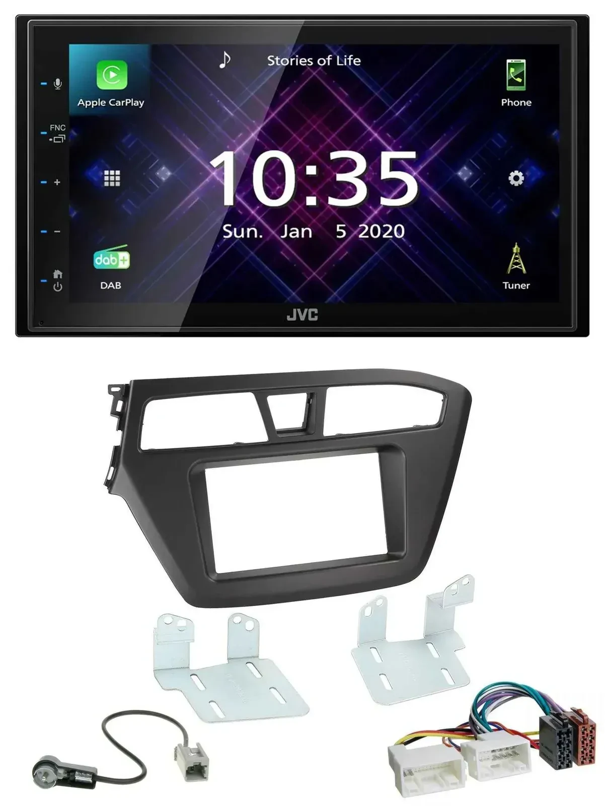 Автомагнитола для Hyundai i20 (2014–2020) JVC DAB 2DIN MP3 Bluetooth USB
