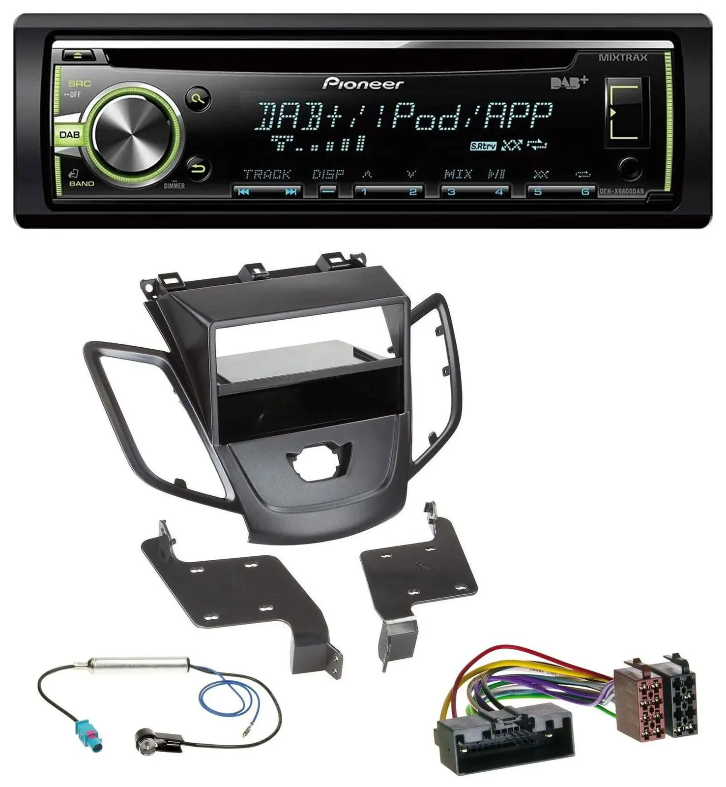 Автомагнитола Pioneer DAB USB MP3 AUX CD для Ford Fiesta (2010–2017, JA8), чёрная