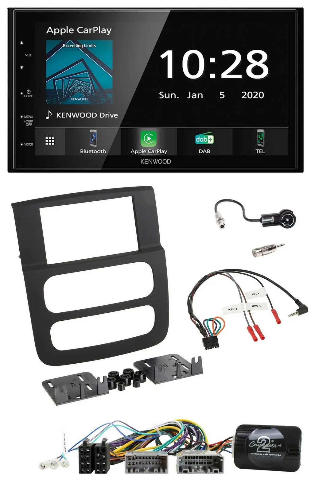 Kenwood Bluetooth Lenkrad DAB USB 2DIN Autoradio für Dodge RAM 2002-2006