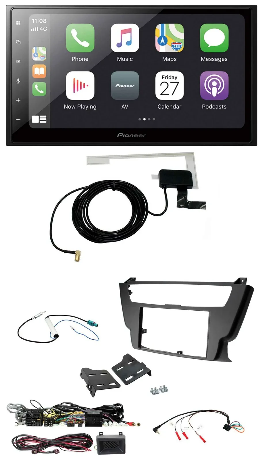 Pioneer USB Lenkrad 2DIN Bluetooth DAB Autoradio für BMW 3er 4er 2012-2016 ohne