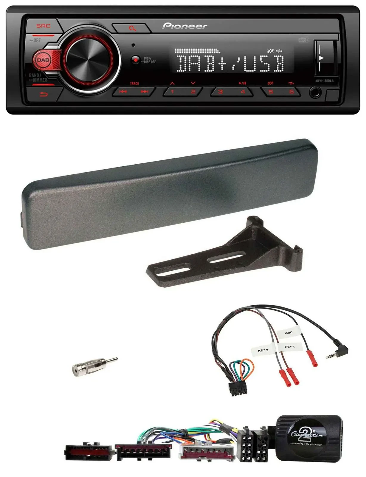 Pioneer MP3 1DIN DAB USB Lenkrad Autoradio für Ford Mondeo Focus anthrazit