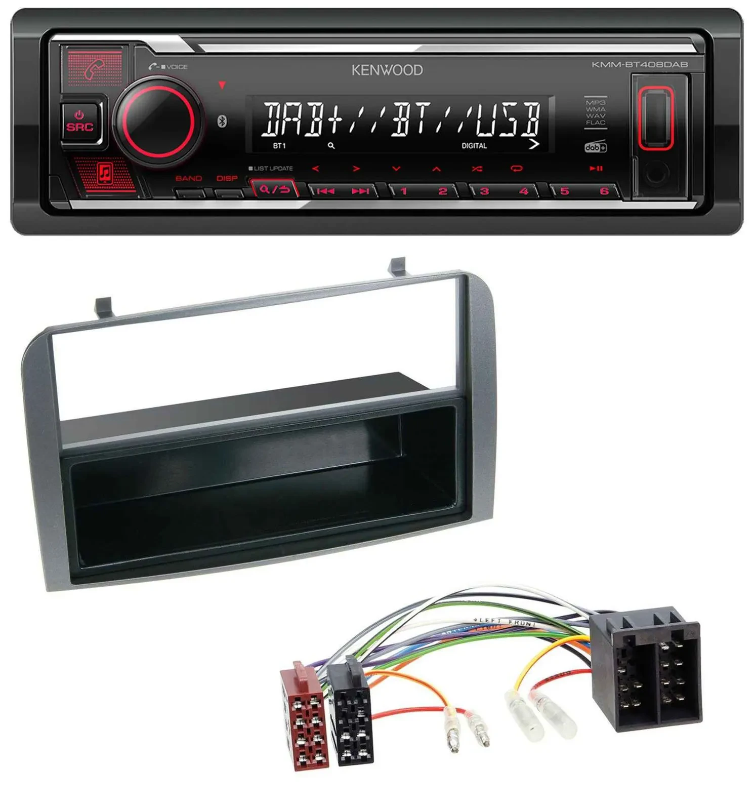 Kenwood MP3 Bluetooth USB DAB Autoradio für Alfa Romeo 147 GT Ablagefach anthraz
