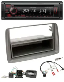 Kenwood Lenkrad CD USB Bluetooth DAB Autoradio für Fiat Panda 169 2007-2012 grau