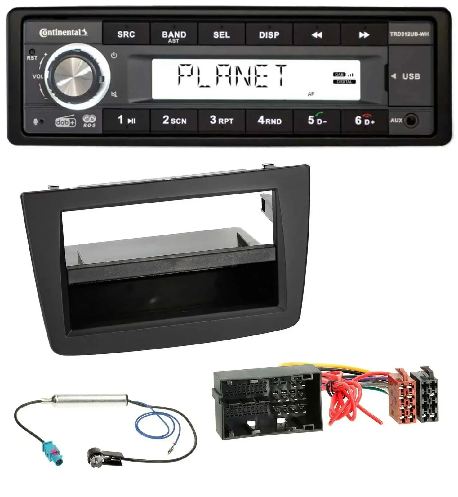 Continental USB 1DIN AUX DAB MP3 Autoradio für Alfa Romeo Mito 955 ab 14 schwarz