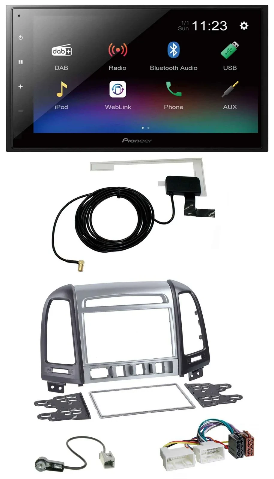 Pioneer DAB MP3 Bluetooth 2DIN USB Autoradio für Hyundai Santa Fe 4 Schalter ab