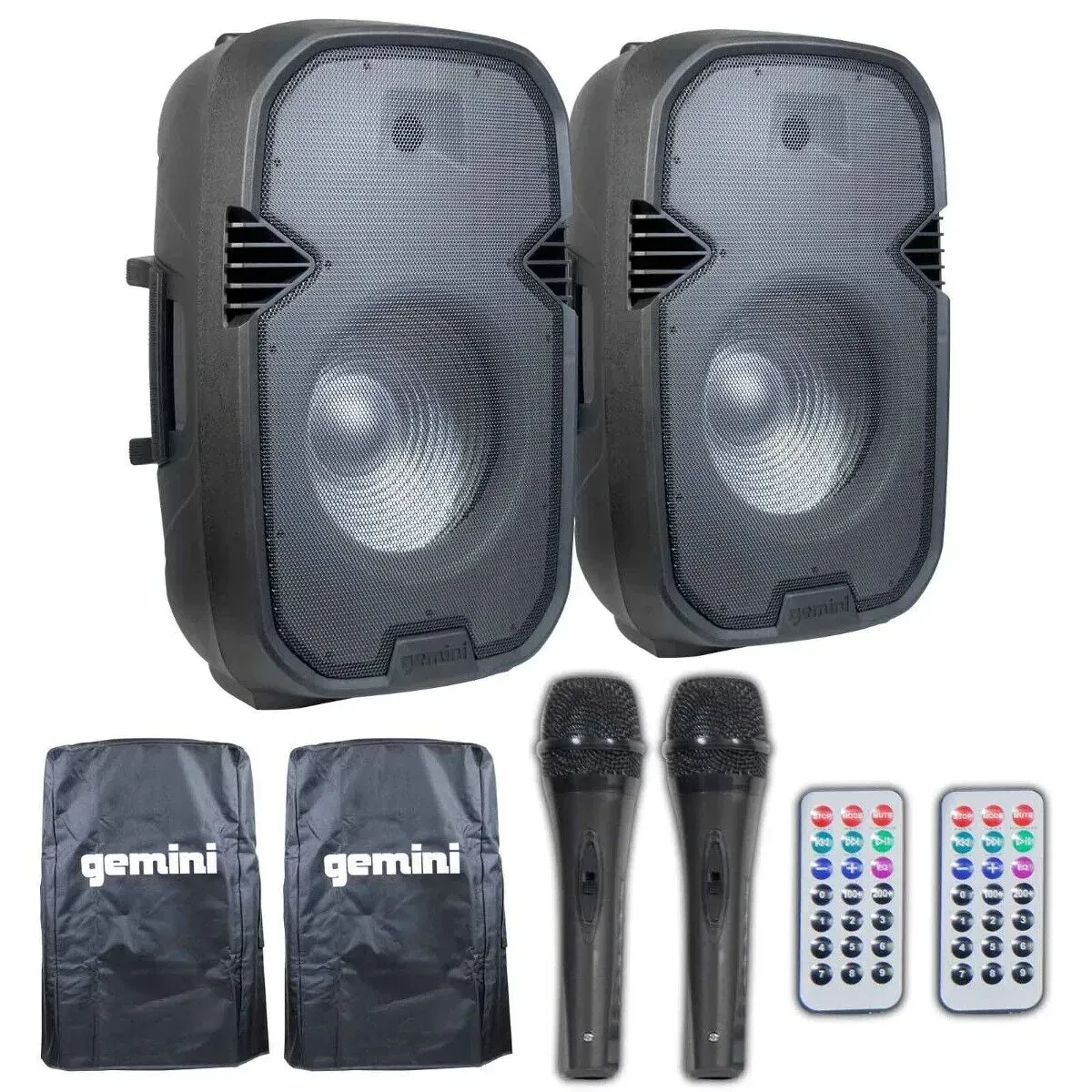 Портативная акустическая система Gemini PARTYBOX-RAVE15-B2PK с микрофонами (пара)