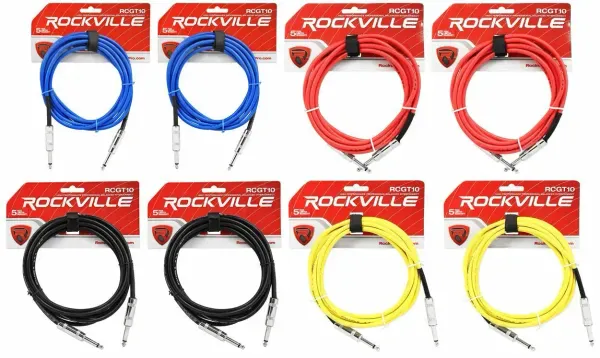 Инструментальный кабель Rockville RCGT10 Multicolor 3 м (8 штук)