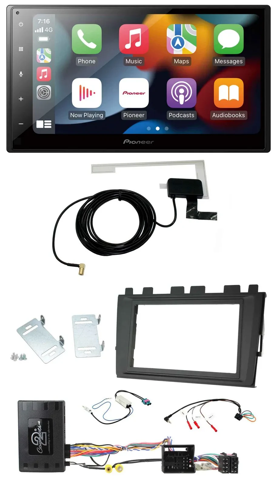 Pioneer Lenkrad USB Bluetooth DAB 2DIN Autoradio für VW Polo ab 2018 MIB II Info