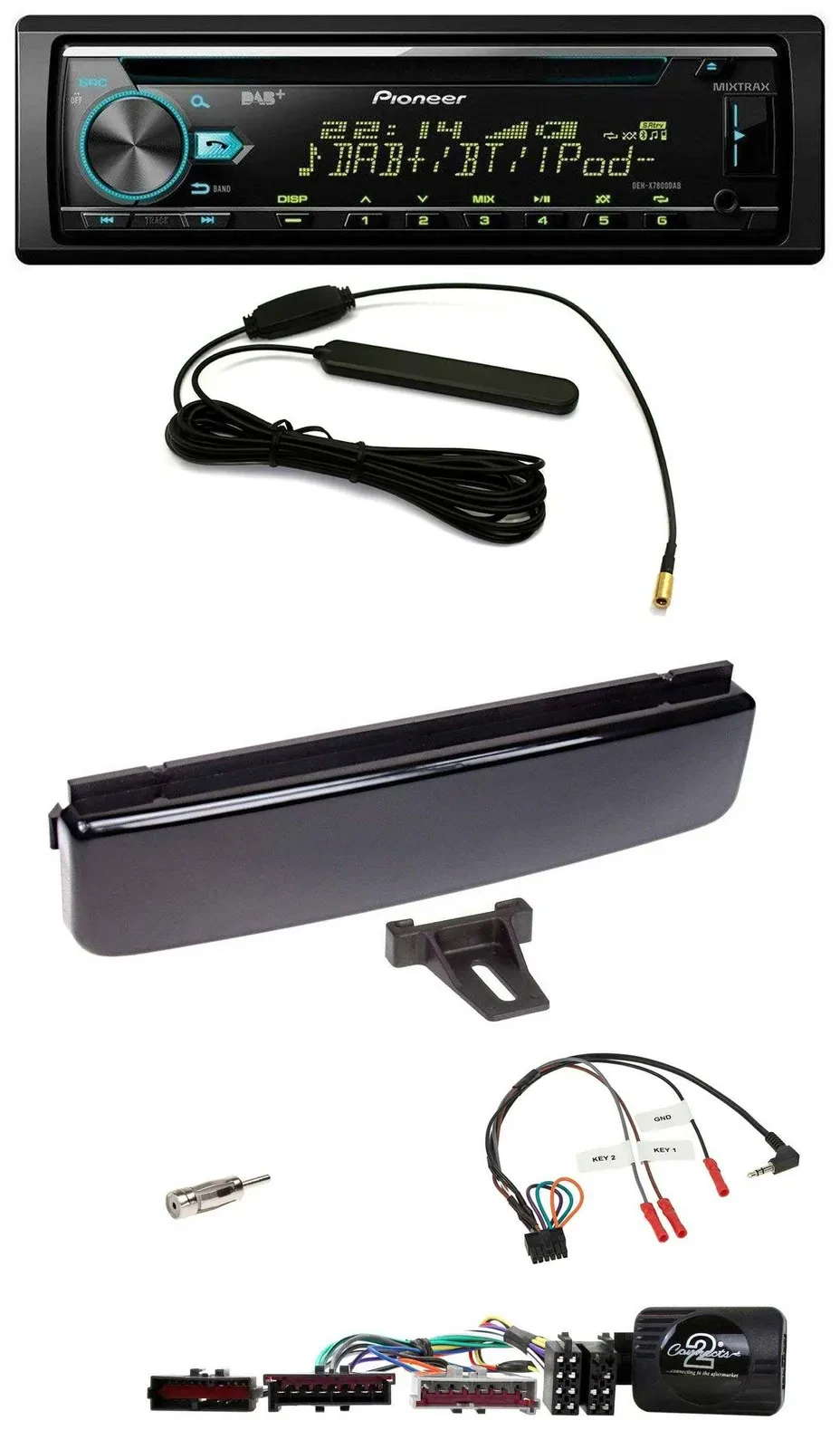 Pioneer CD MP3 Lenkrad DAB USB Autoradio für Ford Mondeo Focus piano-schwarz