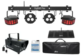 Chauvet DJ GigBAR Flex (2) Derby+(2) Par Can Lights+Footswitch+Fogger w/ LED's