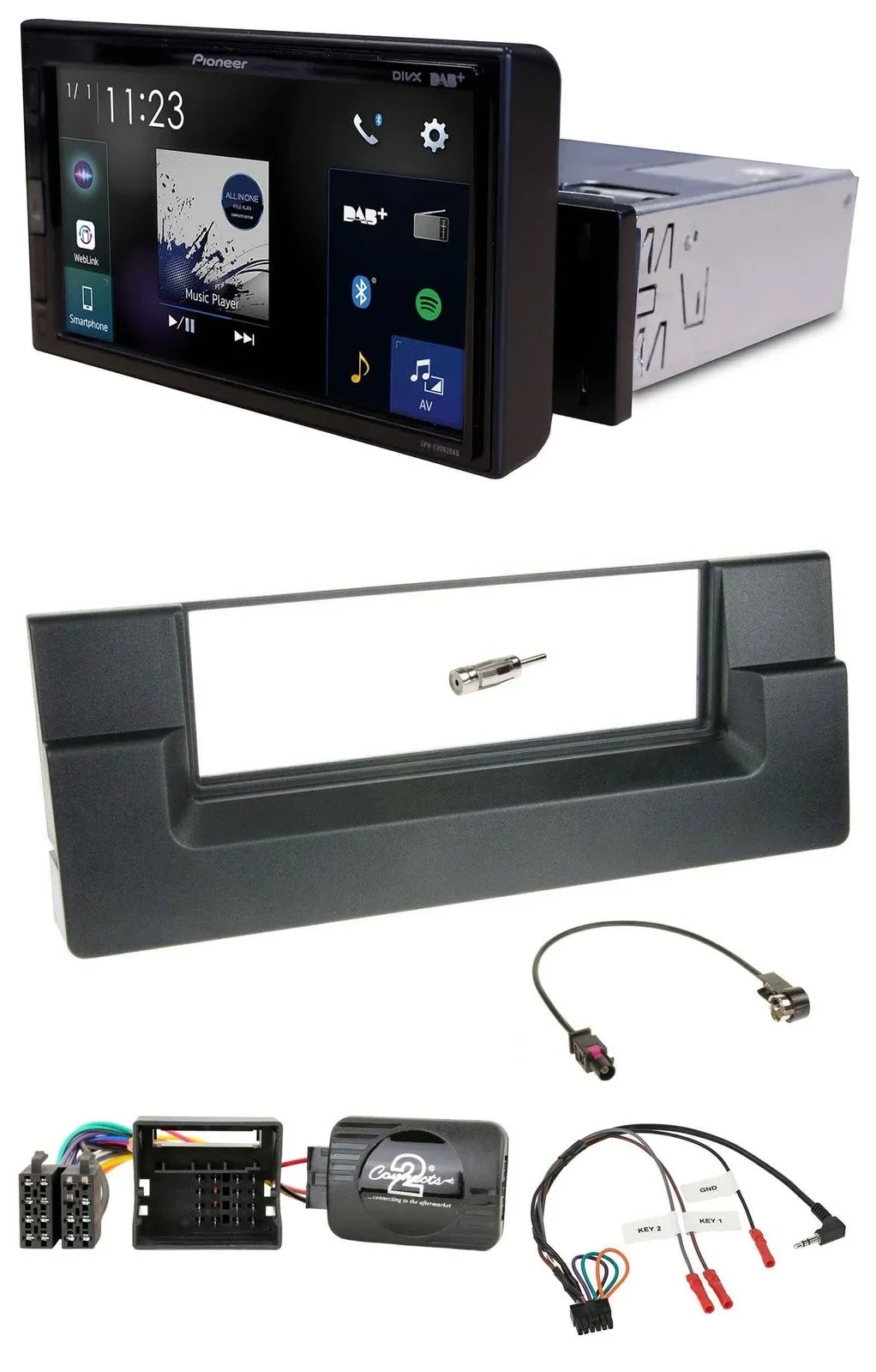 Pioneer DAB Lenkrad Bluetooth USB Autoradio für BMW 5er E39 2001-2004 Quadlock