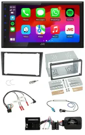JVC Bluetooth 2DIN Lenkrad DAB USB Autoradio für Opel Tigra Corsa C Meriva grau