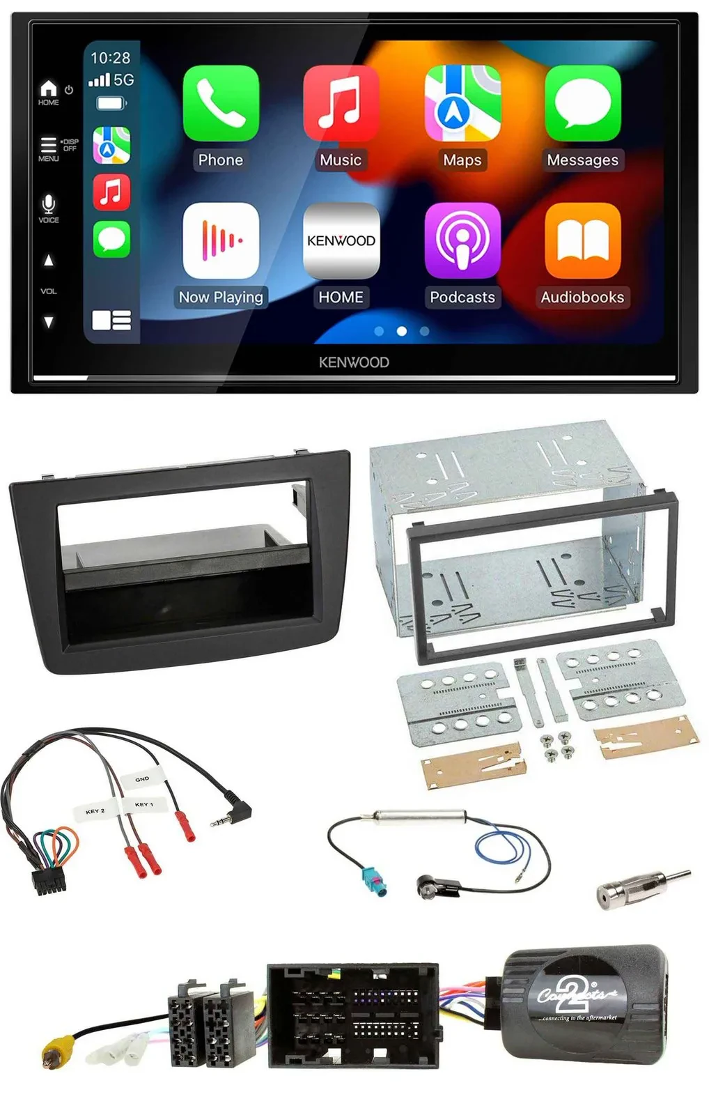 Kenwood DAB USB Bluetooth 2DIN Lenkrad Autoradio für Alfa Mito 14-18 schwarz