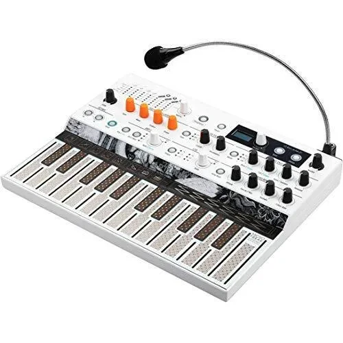 Синтезатор  Arturia [MicroFreak Vocoder] цифровой аппаратный, 25 клавиш с поддержкой полифонического касания, цифровым осциллятором и аналоговым фильтром Oberheim SEM, CV/Gate/Mod выходы, Cloc IN/OUT, MIDI IN/OUT, выход TRS, выход для наушников,