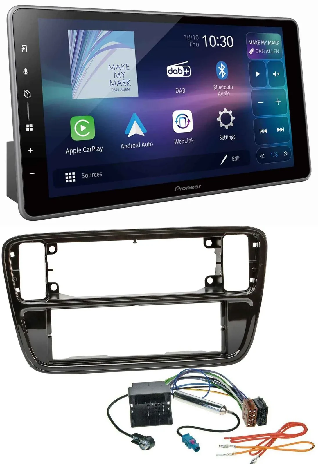 Pioneer Bluetooth USB DAB MP3 Autoradio für VW Up AA AAN 2011-2016 piano black