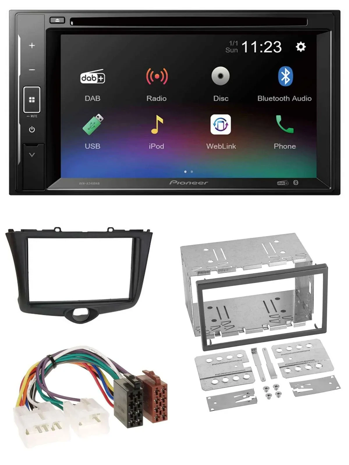 Pioneer Bluetooth MP3 USB 2DIN DAB DVD Autoradio für Toyota Yaris (2003-2005)