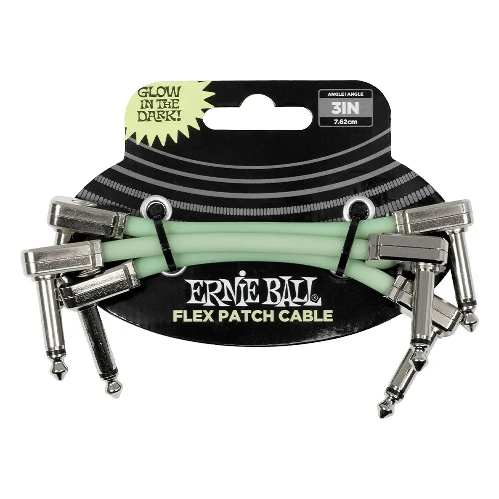 Патч-кабель инструментальный Ernie Ball 6474 Flex Cables Neon Green 0.076 м (3 штуки)