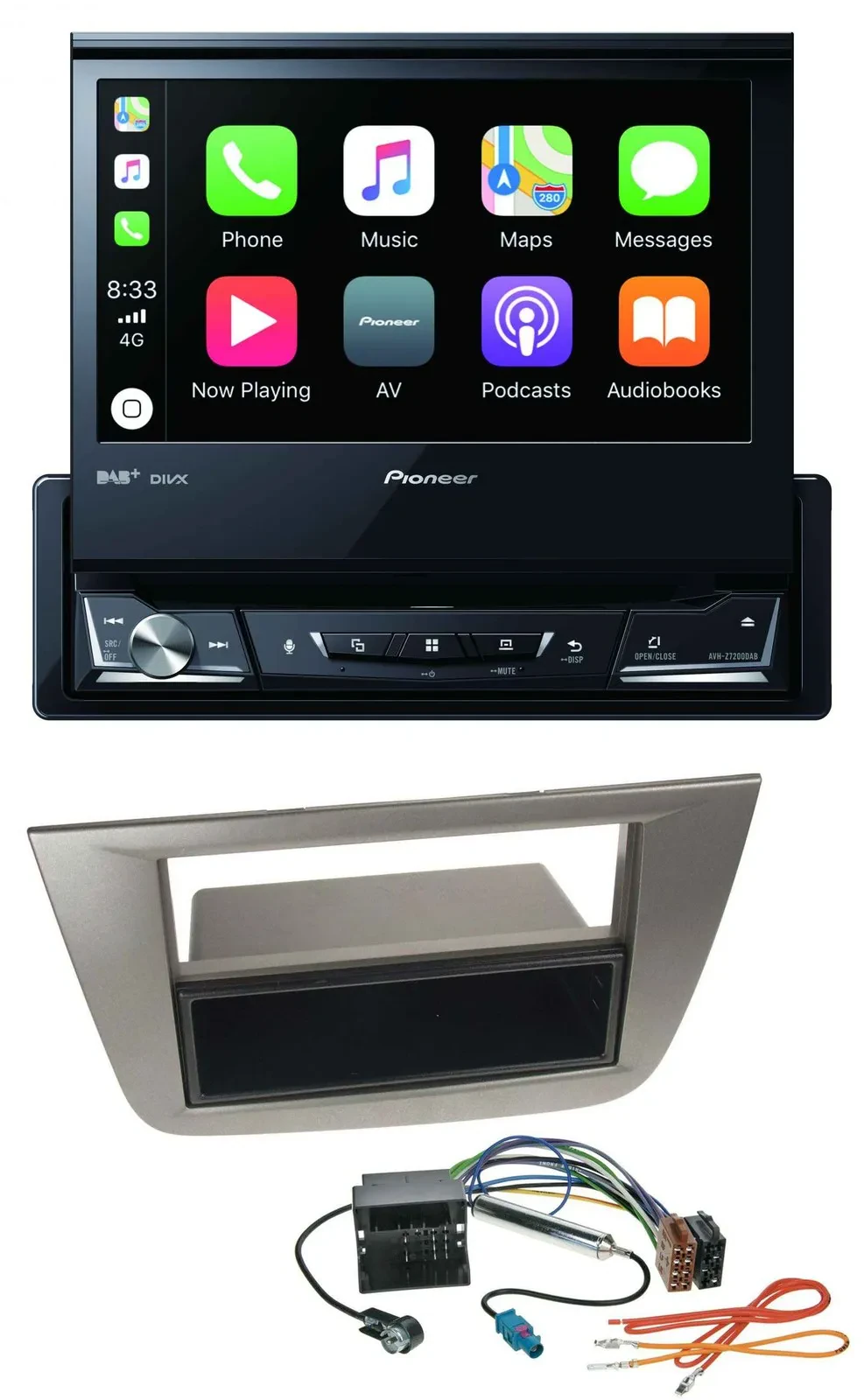 Автомагнитола Pioneer Bluetooth, DAB, USB, MP3, DVD для Seat Altea/Toledo (с 2005), цвет антрацит