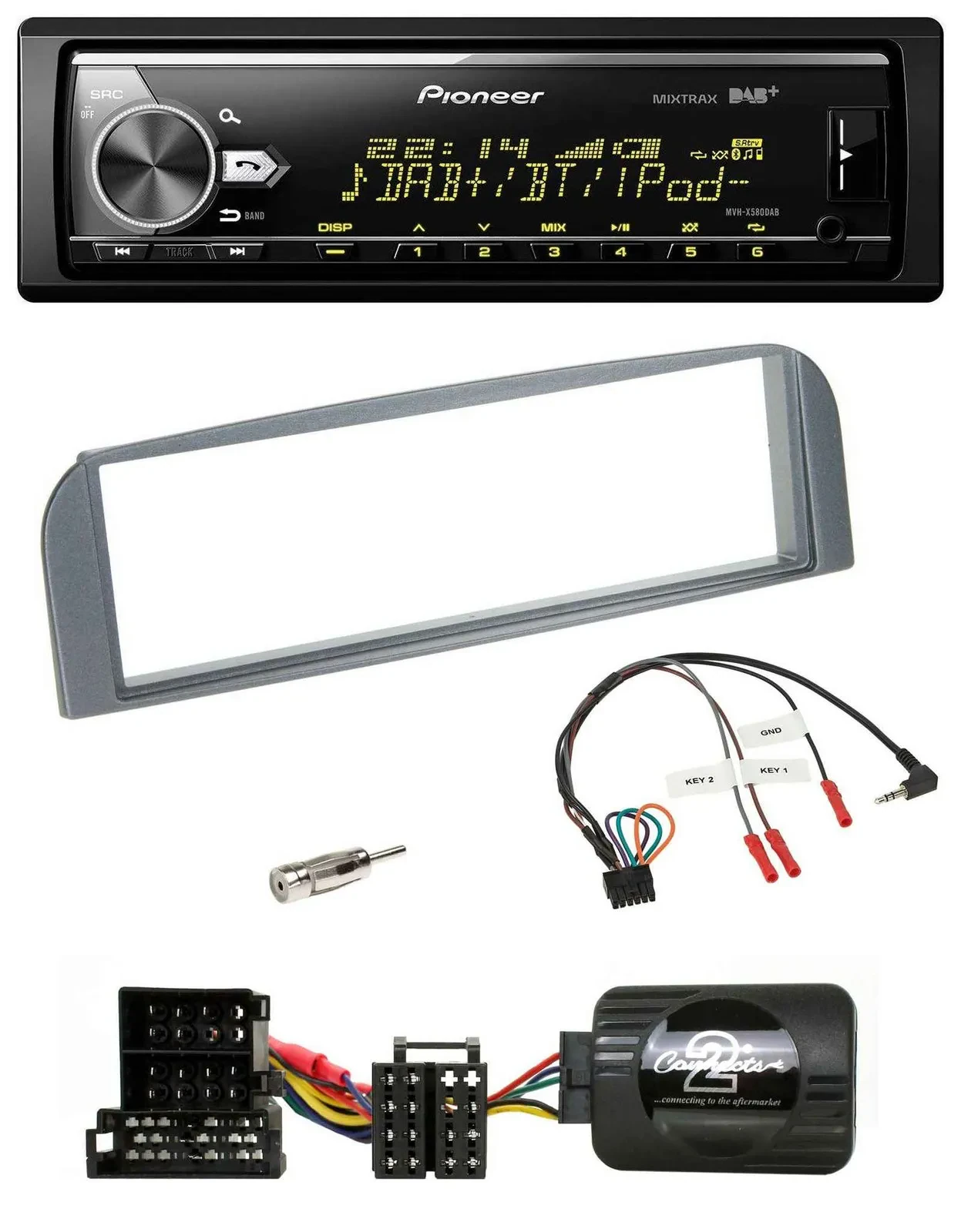 Автомагнитола для Alfa Romeo 147/GT Pioneer Bluetooth, USB, DAB, антрацит