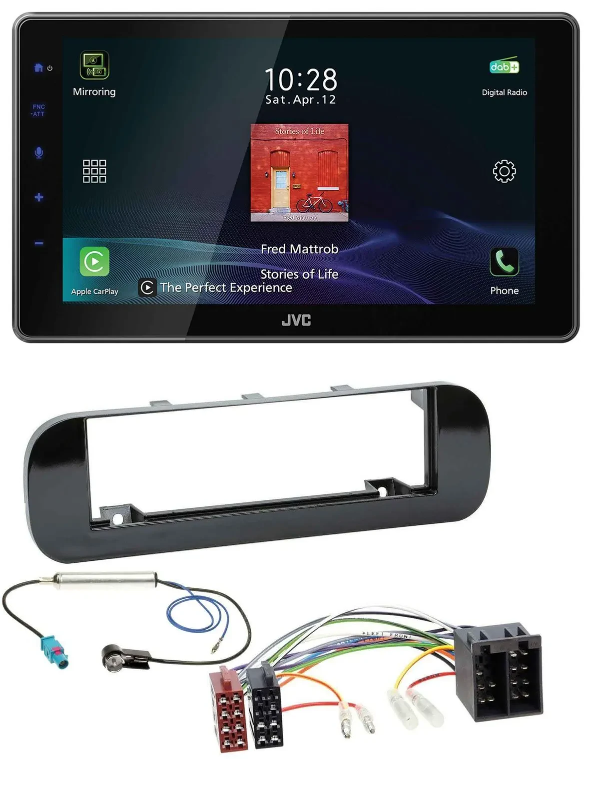 JVC DAB MP3 Bluetooth USB Autoradio für Fiat Panda (ab 2012) - glänzend