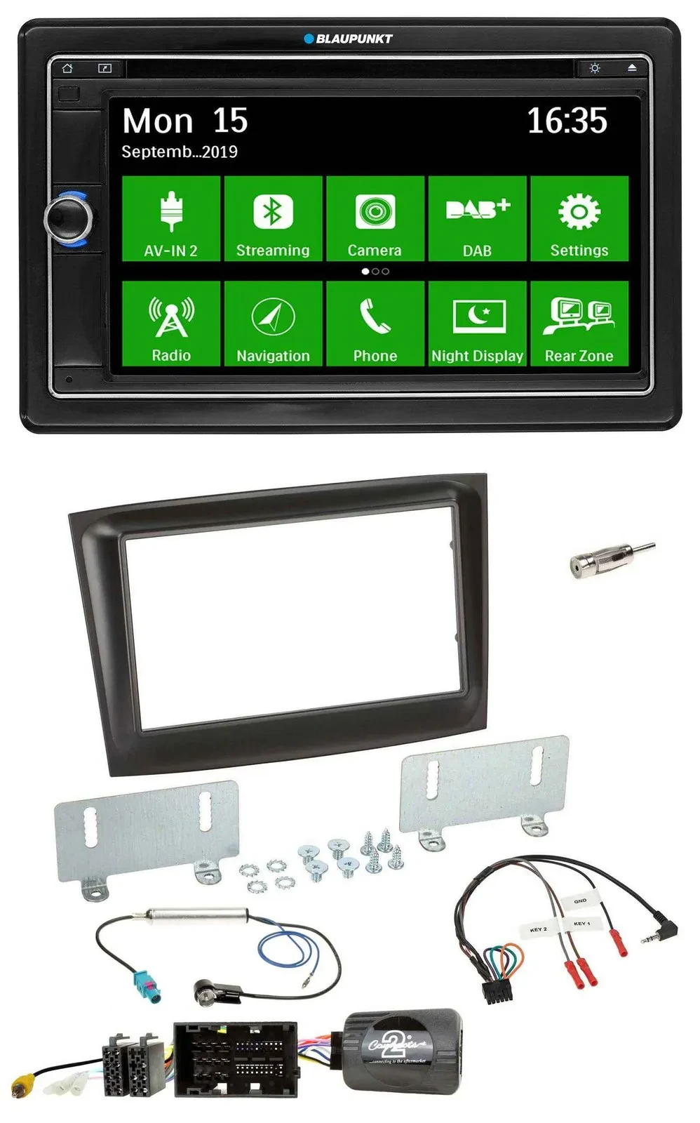 Автомагнитола Blaupunkt 2DIN с навигацией, Bluetooth, DAB, USB, TMC для Fiat Doblo (с 2015)