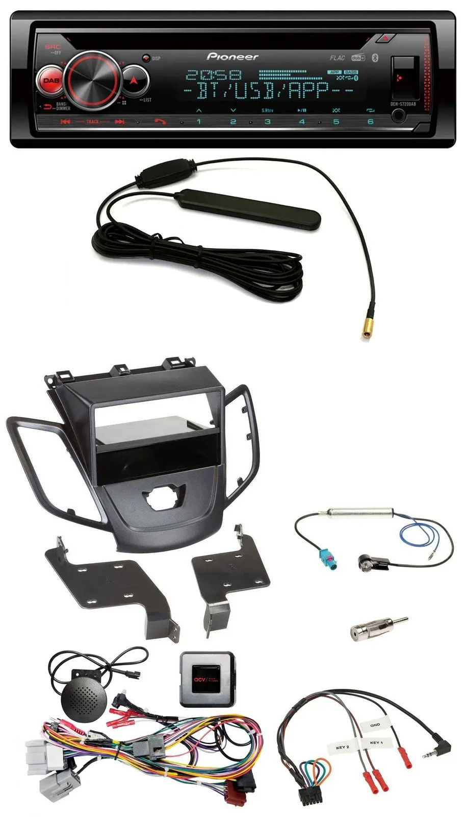 Pioneer USB DAB Lenkrad Bluetooth CD Autoradio für Ford Fiesta 10-13 ohne Displa