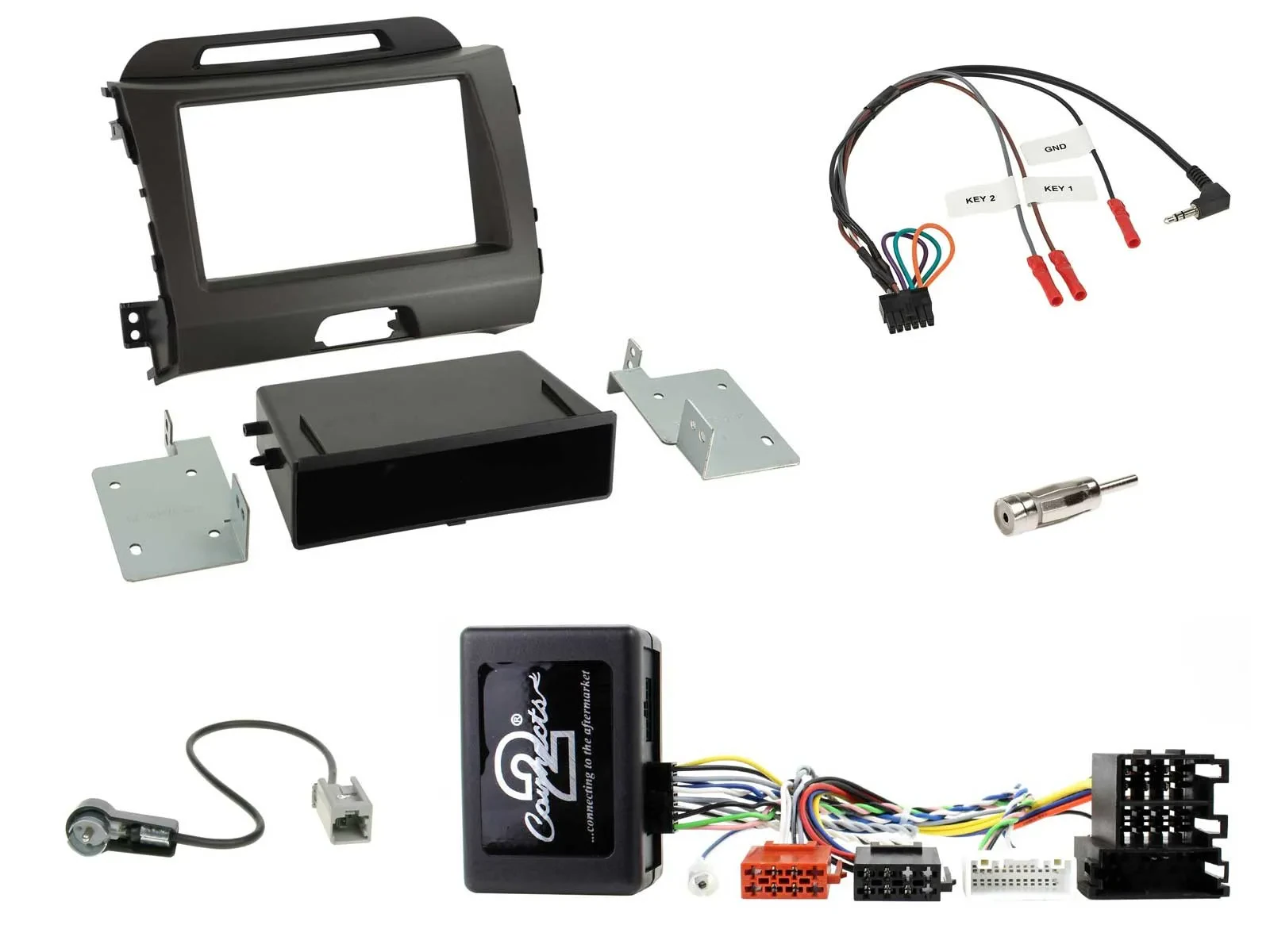 Einbauset Lenkradadapter DIN Autoradio für Kia Sportage III SL 2010-2016 dunkelg